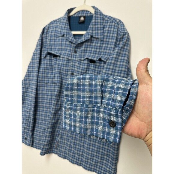 Vintage Nike ACG Dri Fit Shirt Mens Large Blue Plaid All Condition Gear - Picture 9 of 16
